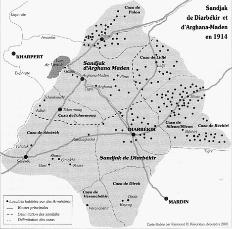 Carte des sandjak de Diarbékir et Arghana-Maden