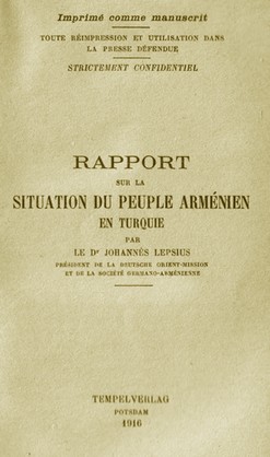 Couverture du rapport de Johannes Lepsius