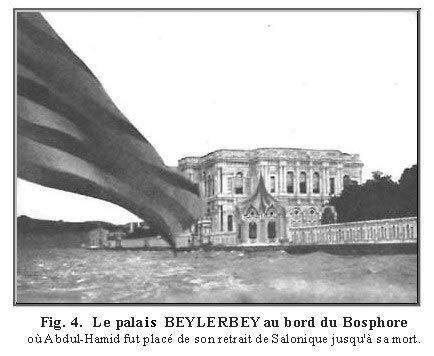 Le palace BEYLERBEY au bord du Bosphore où Abdul-Hamid fut placé de son retrait de Salonique jusqu'à sa mort.