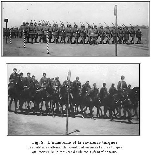 L'infanterie et la cavalerie turques Les militaires allemands prendront en main l'armée turque qui montre ici le résultat de six mois d'entraînement.